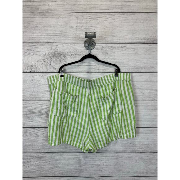 Old Navy Plus Size Green & White Striped Linen Blend Shorts Size 3X - Picture 6 of 7